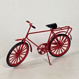 Miniature Red Metal Bicycle With Rubber Tires  Dollhouse Decor
